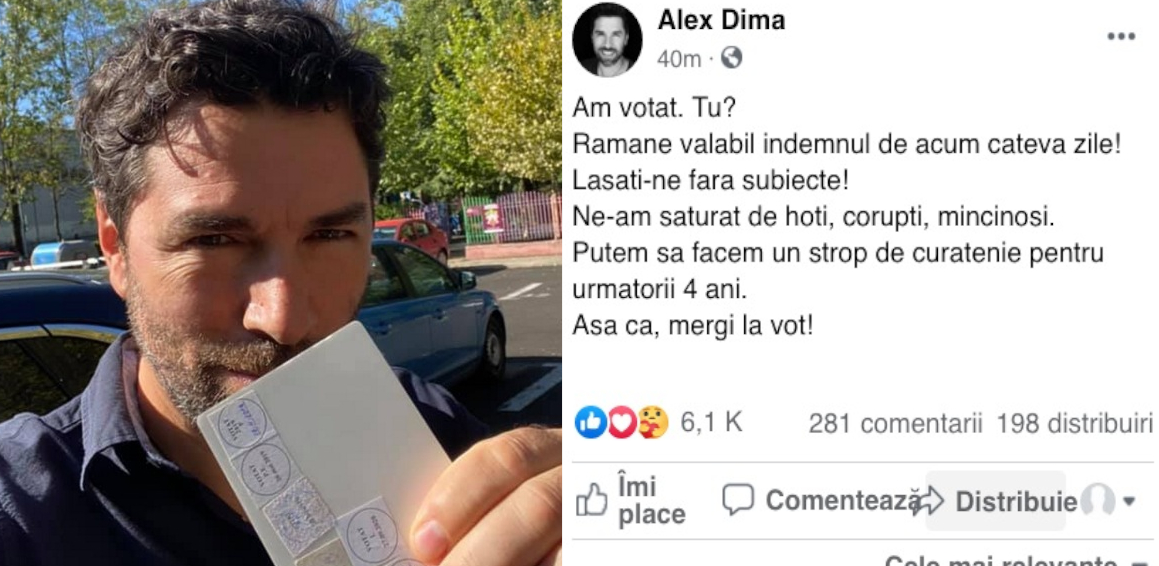 Alex Dima: "M-am săturat de hoți, corupți, mincinoşi. Mergi la vot şi lasă-mă fără subiecte!" Încă un nebun care crede că e important să votezi!