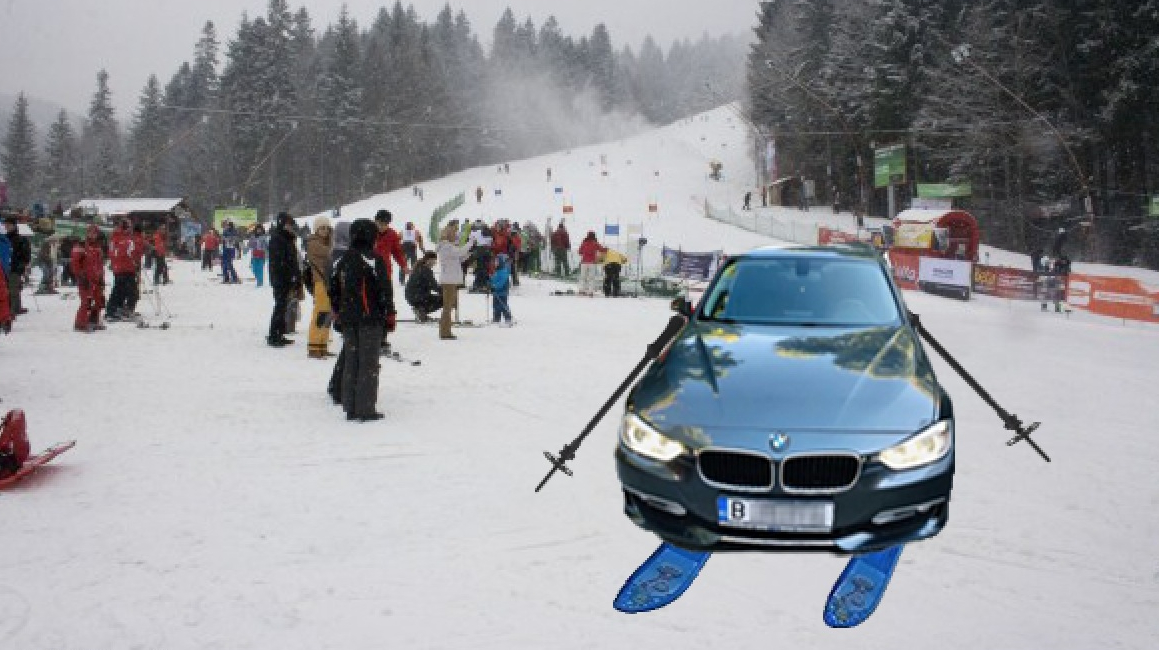 BMW-ul cu schiuri - vedeta zilei pe pârtii!