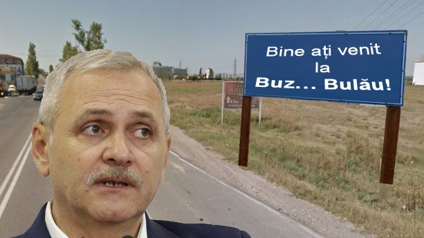 Dragnea a fost primit la Buzău cu mesajul "Bine ați venit la Bulău!"
