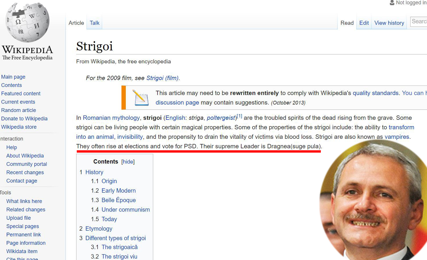 Dragnea suge p… pe Wikipedia cu tot cu strigoii lui cu drept de vot