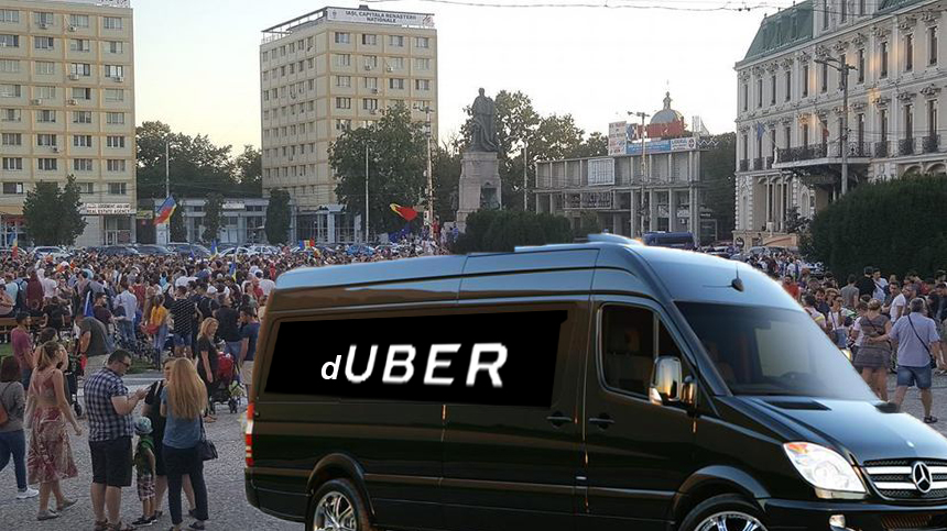 Uber lansează o aplicație pentru dube, ca să te ia de la protest înaintea jandarmilor!