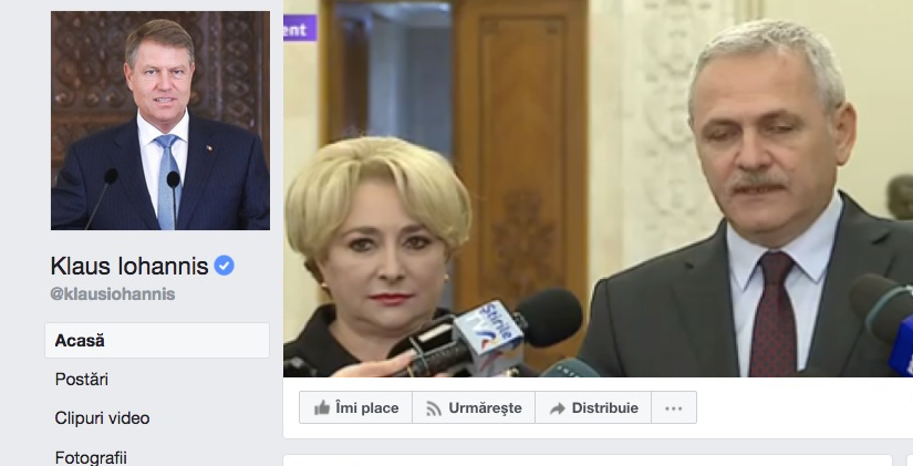 Iohannis mai are doar două like-uri pe Facebook: unul de la Dragnea și unul de la Viorica!
