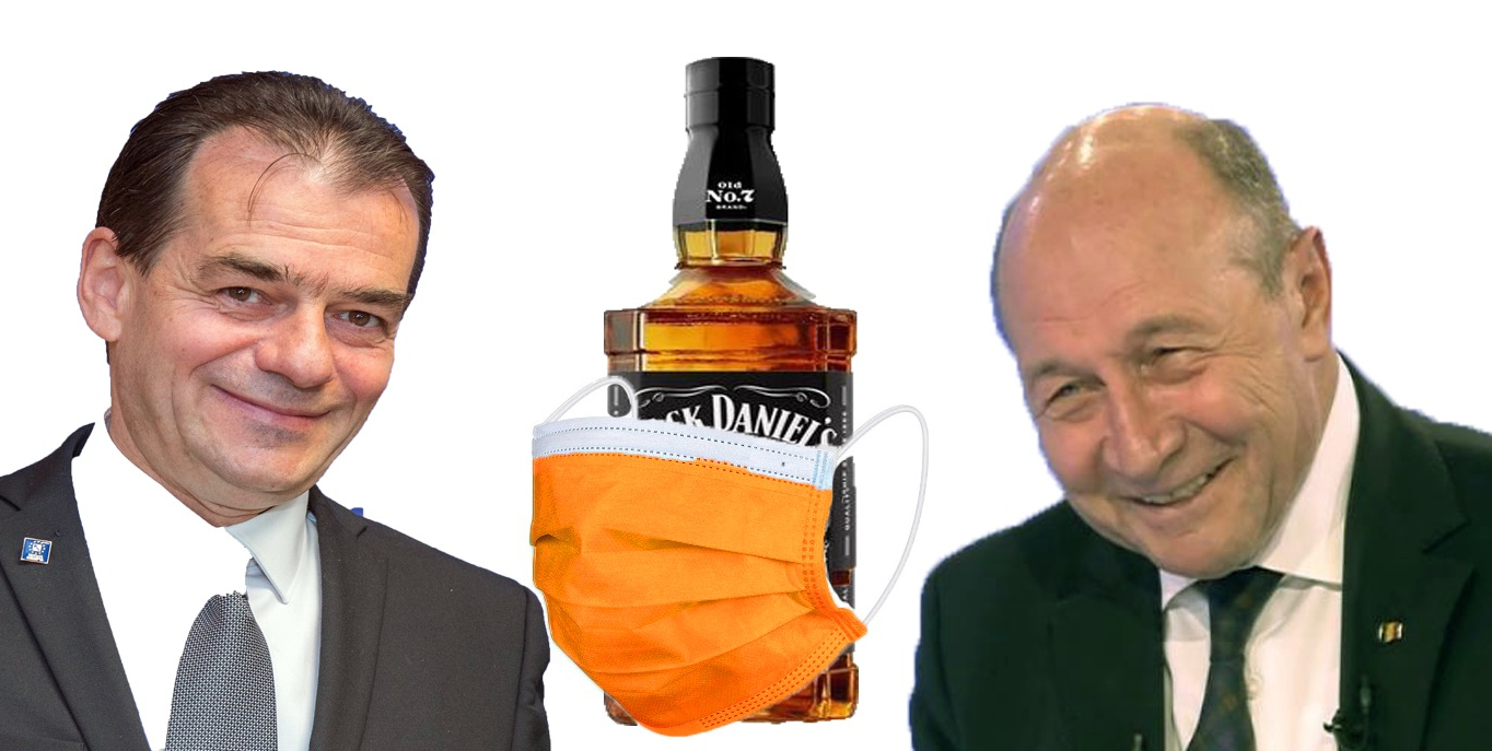 A apărut masca îmbibată în whisky, singura pe care ar purta-o şi domnii Băse şi Orban!