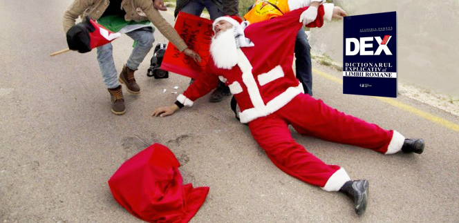 Moș Crăciun a fost linșat în Ținutul Secuiesc după ce i-a lăsat unui copil un DEX sub brad!