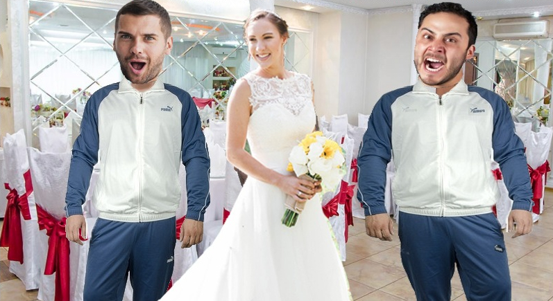 Scandal la o nuntă din Moldova: un invitat a venit îmbracat într-un trening identic cu al mirelui!