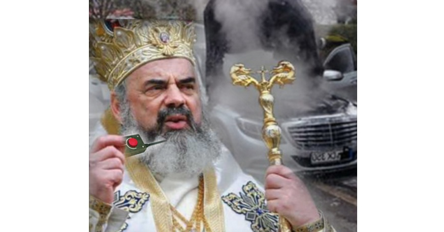 Patriarhul Daniel și-a incendiat Mercedesul vechi de frică să nu ajungă pe mâna săracilor!