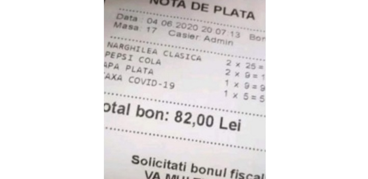 Restaurantele pun clienților o taxă de Covid de 5 lei. Asta pe lângă taxa de fraier reprezentată de sticla de apă plată la 9 lei!