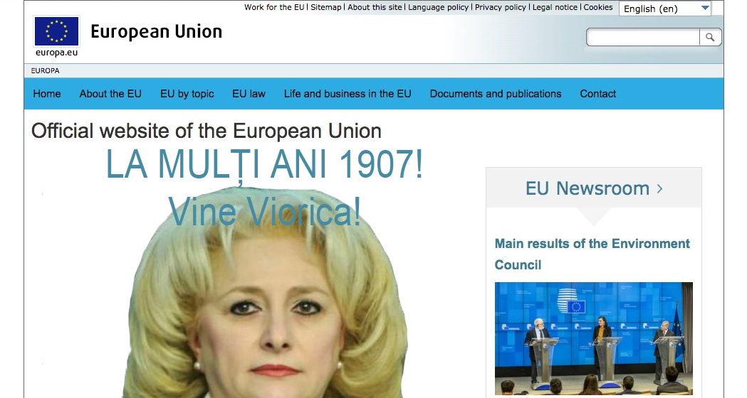 Pe site-ul UE a apărut "LA MULȚI ANI 1907! Vine Viorica!"